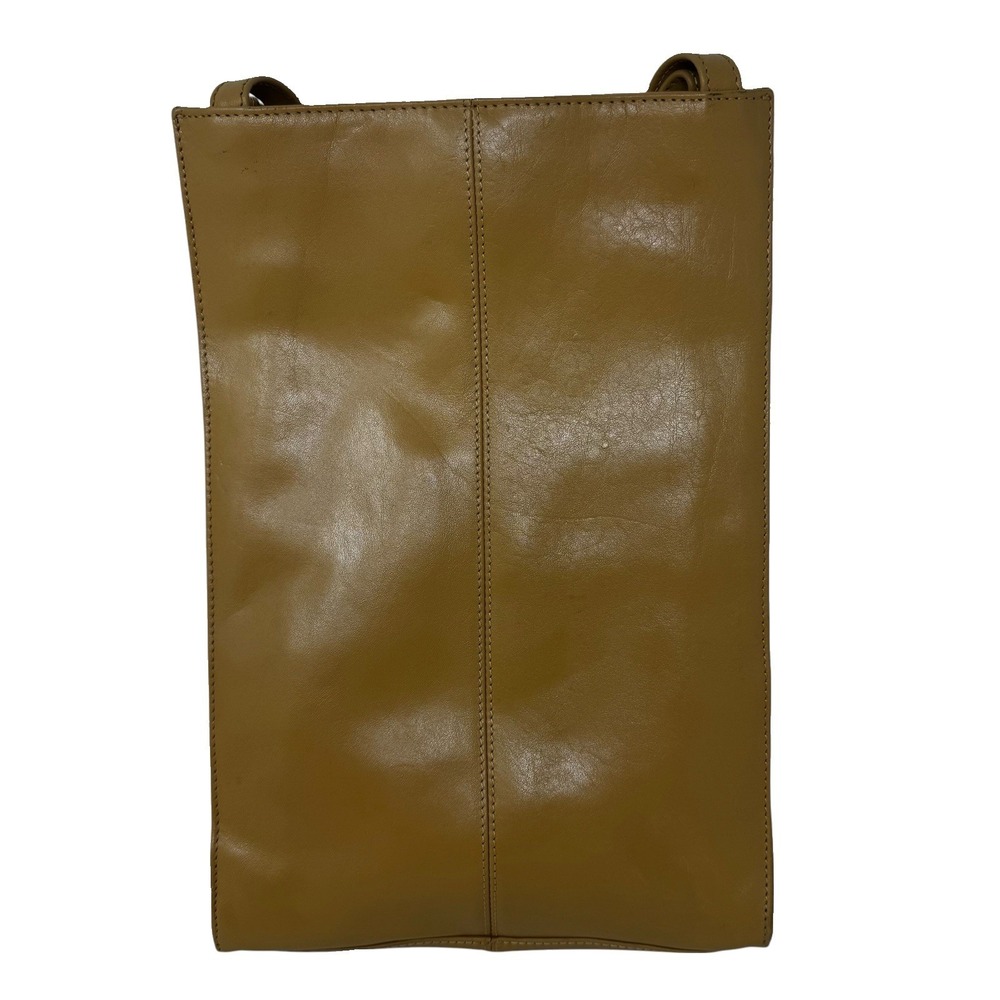 Hobo International Vertical Leather Tote Beige Shoulder Bag Snap Close RARE